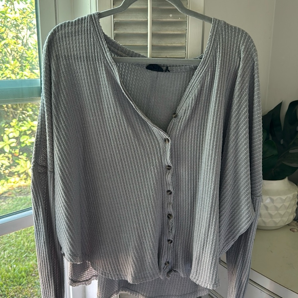 Urban outfitters out from under soft waffle long sleeve blue shirt